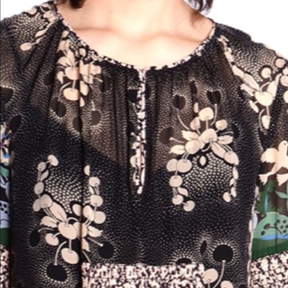 ANNA SUI WILD CHERRY BLACK MIXED PRINT DRESS - Picture 2 of 4